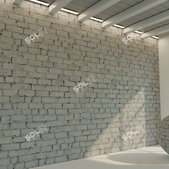 Title: Vintage Gray Painted Brick Wall 3D model image 3