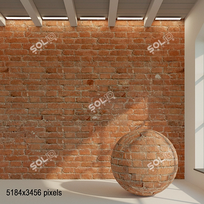 Vintage Loft Brick Wall 3D model image 1