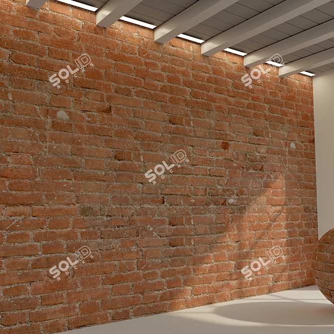 Vintage Loft Brick Wall 3D model image 3
