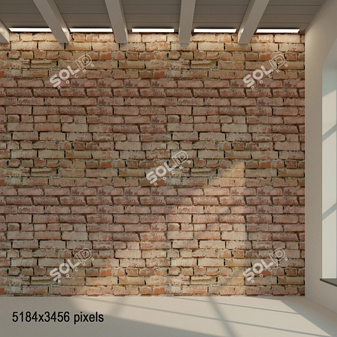  Vintage Brick Wall Texture 3D model image 1