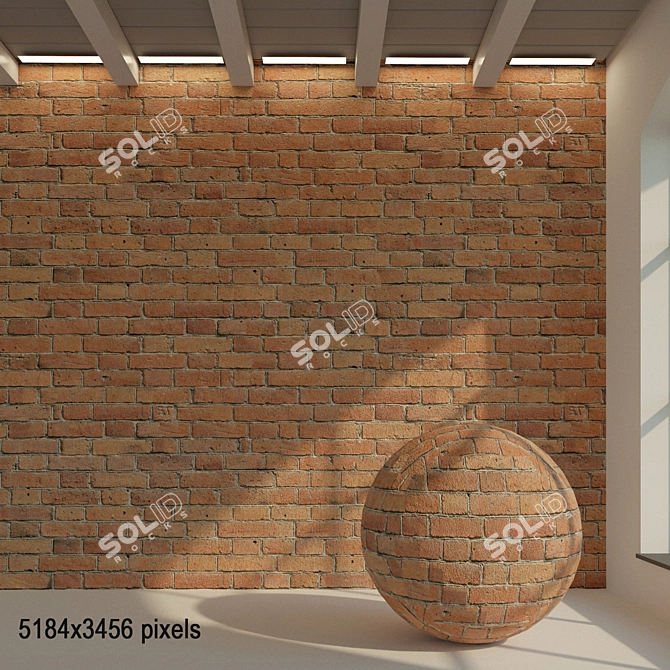 Vintage Brick Wall Texture 3D model image 1