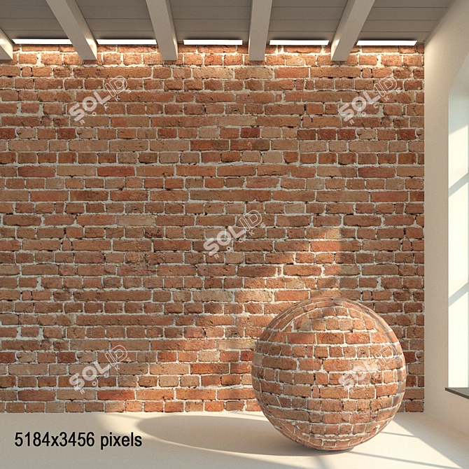 Weathered Brick Wall Texture 3D model image 1