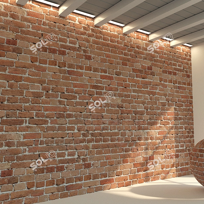 Weathered Brick Wall Texture 3D model image 2