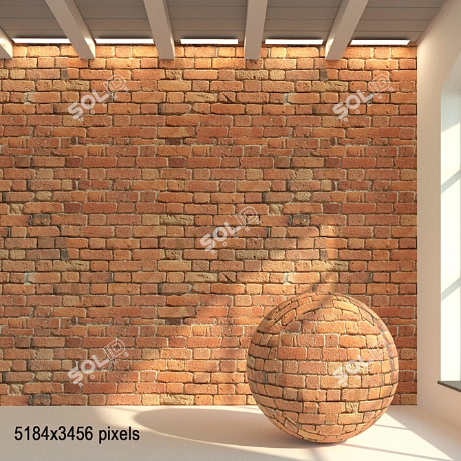 Vintage Brick Wall Texture 3D model image 1