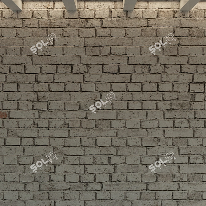 Vintage Grey Brick Wall 3D model image 3