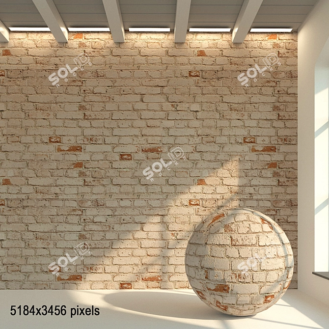 Retro Brick Wall Texture 3D model image 1