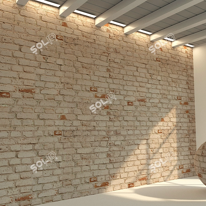 Retro Brick Wall Texture 3D model image 2