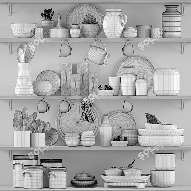 Kitchen Essentials Set: Utensils, Tray, Cup, Spatula, Jug 3D model image 2