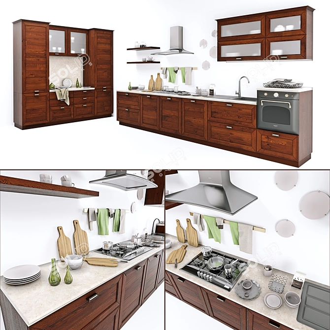 Classic Claudia Kitchen Set 3D model image 1