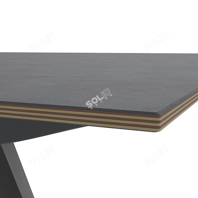 Sleek Black Dining Table 3D model image 2