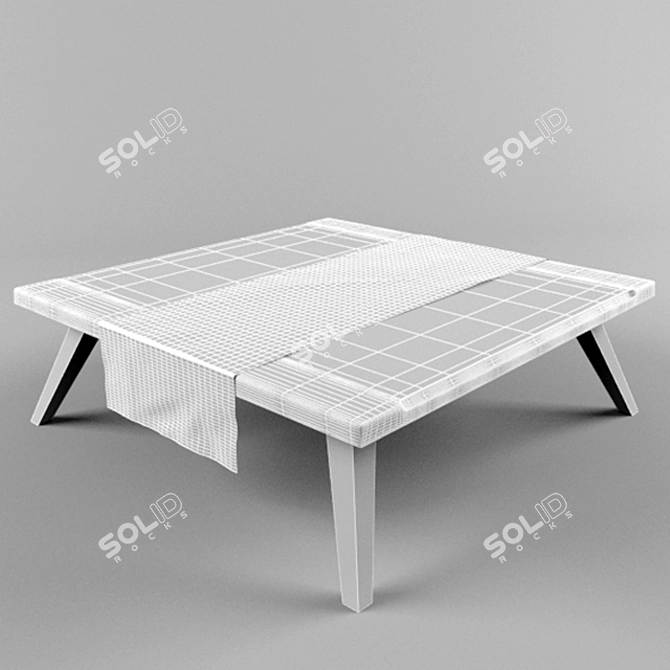 Charming Wooden Tea Table 3D model image 2