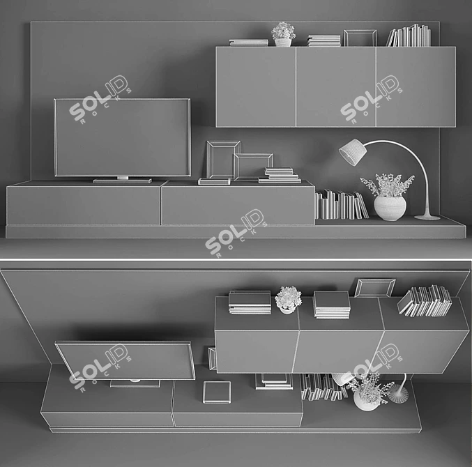 Modern TV Stand Set with Storage 3D model image 3