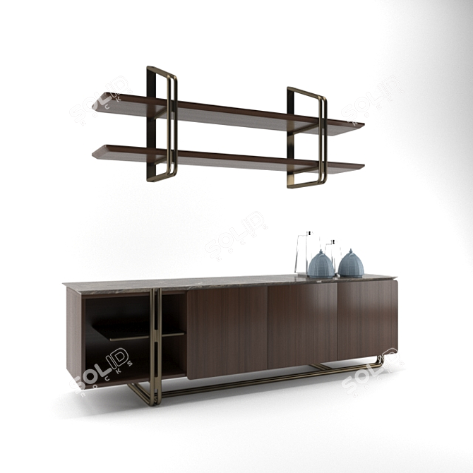 Sleek Wood Sideboard: Esedra APOTEMA 3D model image 1