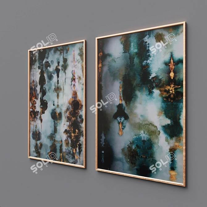 Golden Aqueous Wall Art 3D model image 2