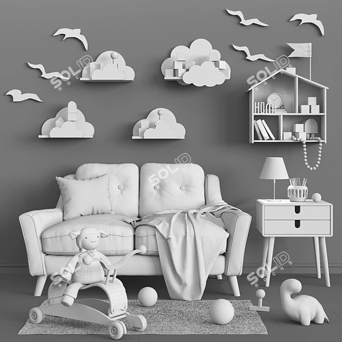 Kids Furniture and Toy Set 3D model image 3