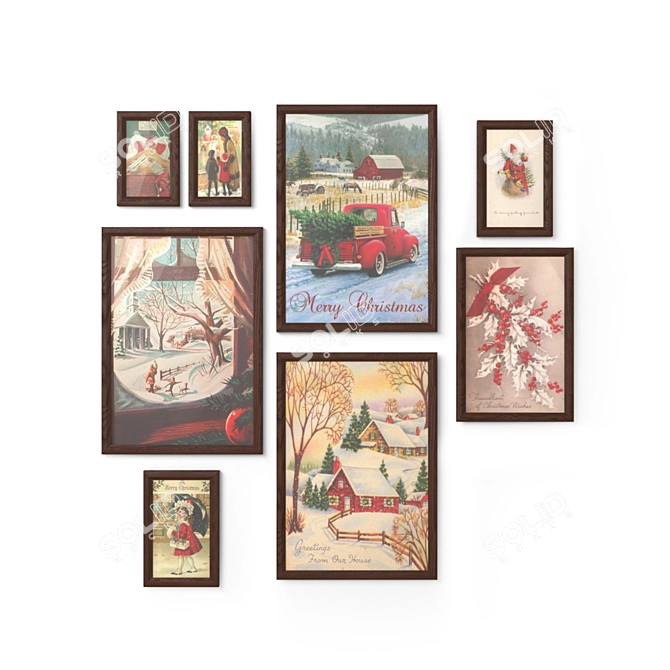 Retro Christmas Art Prints 3D model image 1