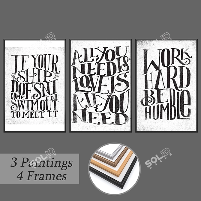 Versatile Wall Art Set with Multiple Frame Options 3D model image 1