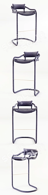 Sleek Ochre Caribou Bar Stool 3D model image 2