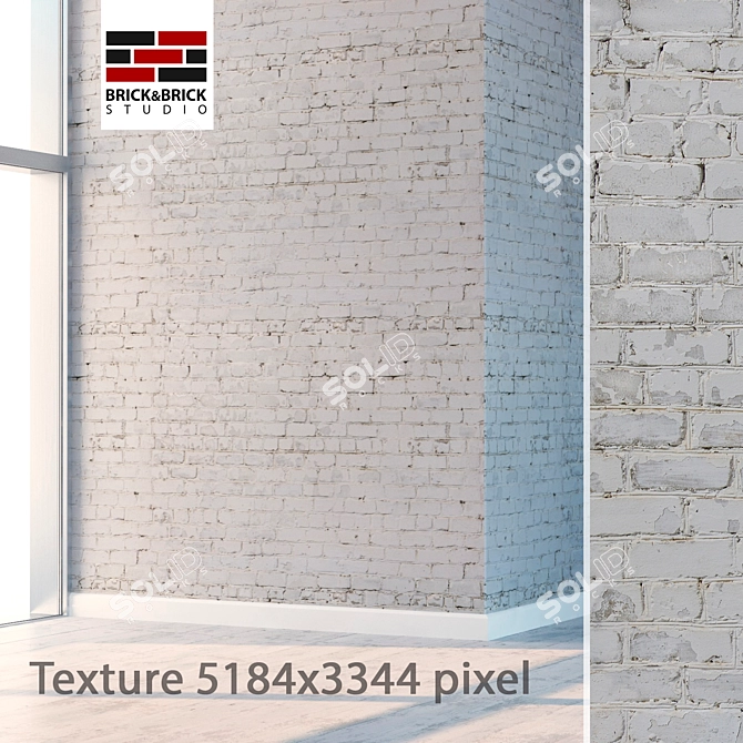 Seamless White Brick Wall Tile 3D model image 1