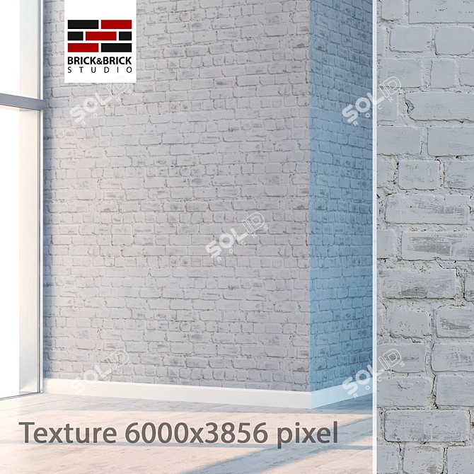 High Detail Seamless White Brick Texture 3D model image 1