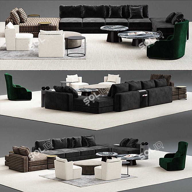 Harold Modular Sofa Set: Versatile and Elegant 3D model image 1