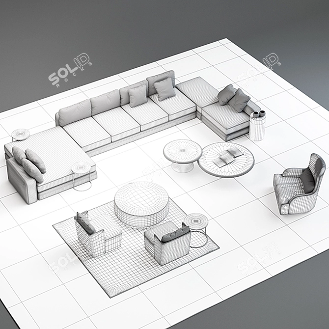 Harold Modular Sofa Set: Versatile and Elegant 3D model image 3