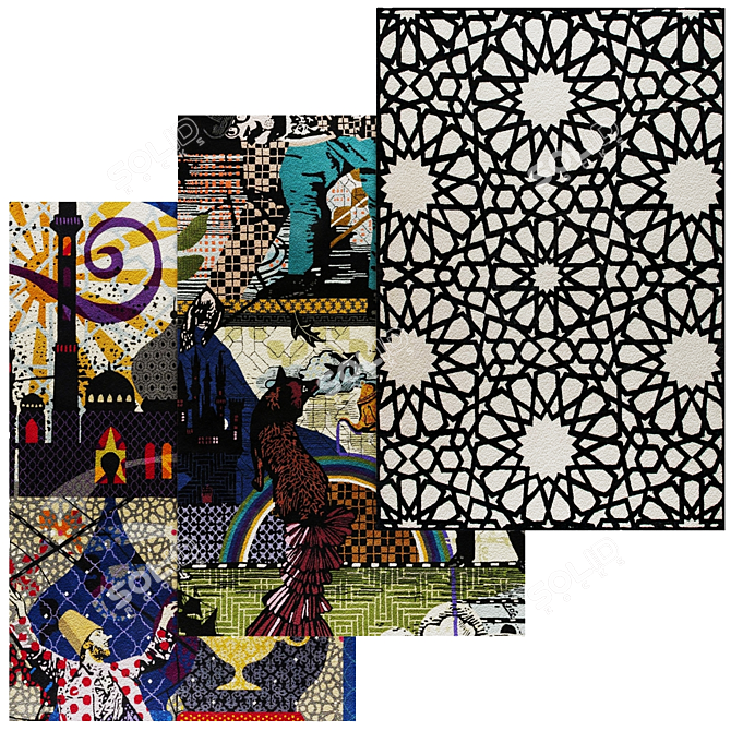 Luxury Turkish Inspired Rugs 3D model image 1