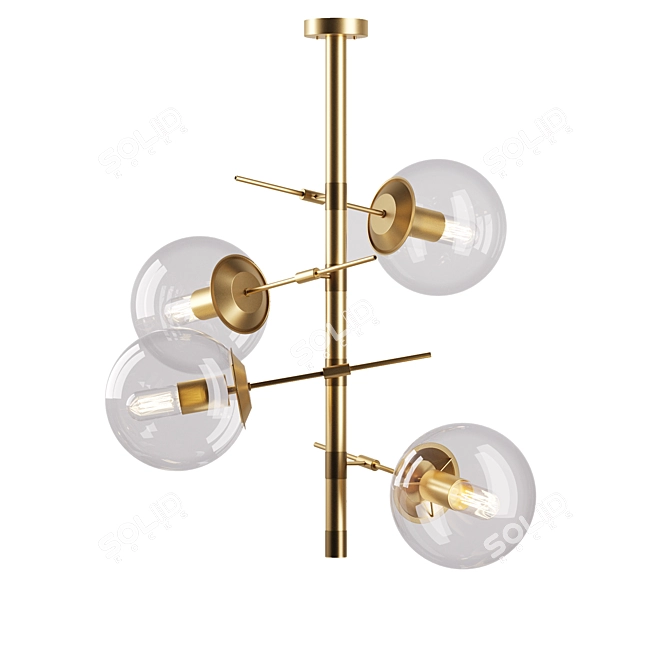 LV Luxury Brass and Glass Chandelier 3D model image 3