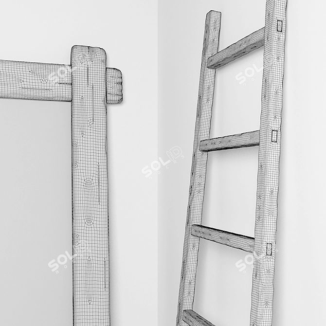 Title: Country Rustic Mirror & Ladder Set 3D model image 3