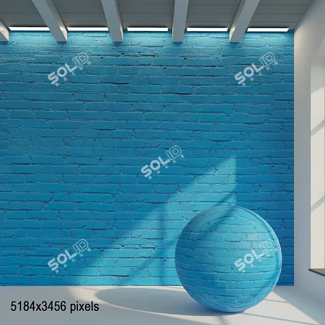 Vintage Painted Brick Wall 3D model image 1