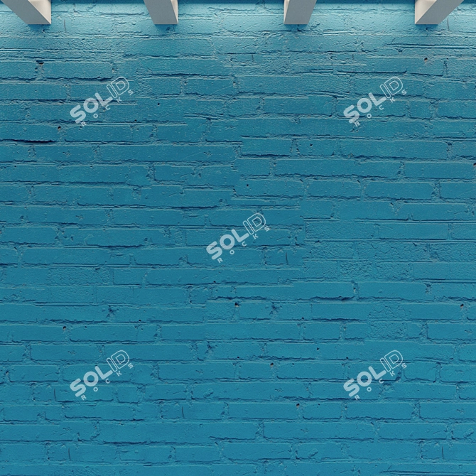 Vintage Painted Brick Wall 3D model image 2