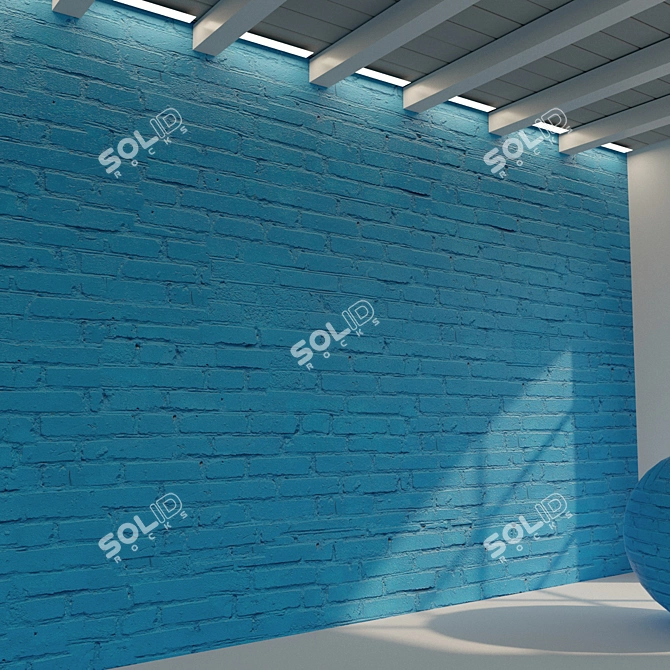 Vintage Painted Brick Wall 3D model image 3