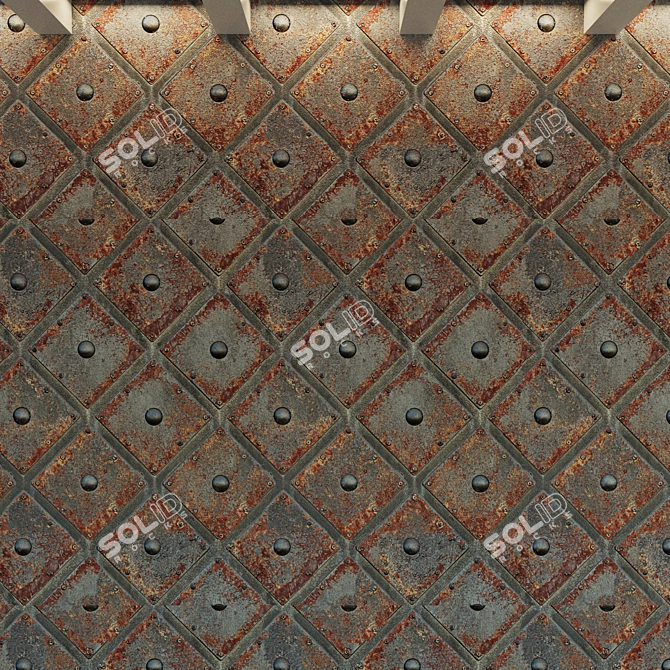 Vintage Rusty Corrugated Metal 3D model image 2