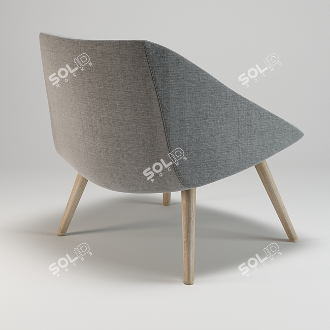 Vintage-Inspired Gray Armchair 3D model image 2