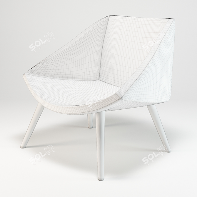 Vintage-Inspired Gray Armchair 3D model image 3