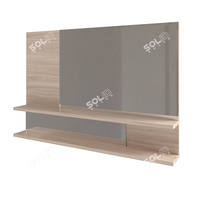 Modern Mirror with Shelf and Artistic Design 3D model image 1