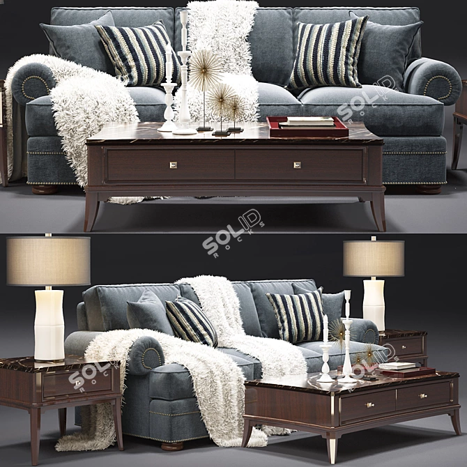 Elegant Ashby Sleeper Sofa 3D model image 1