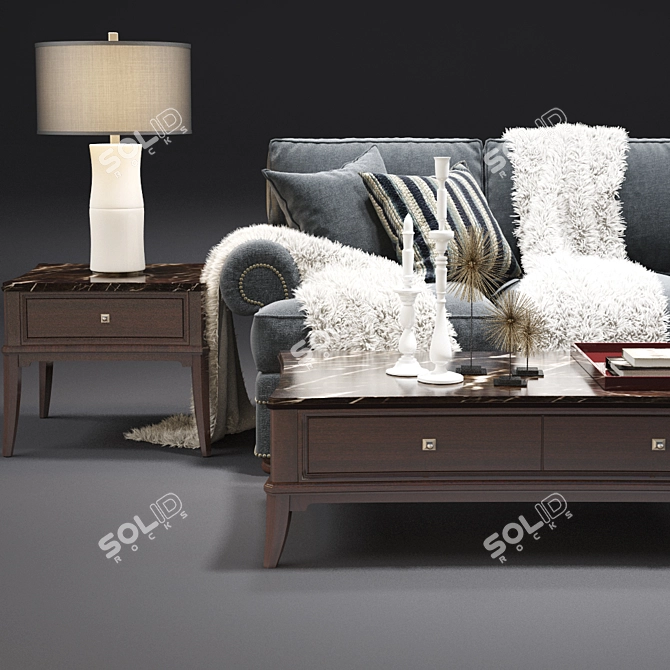 Elegant Ashby Sleeper Sofa 3D model image 2