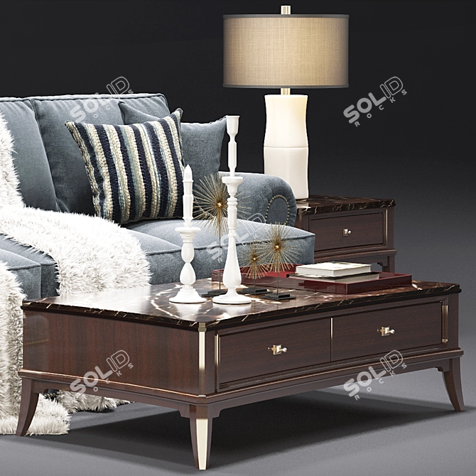 Elegant Ashby Sleeper Sofa 3D model image 3