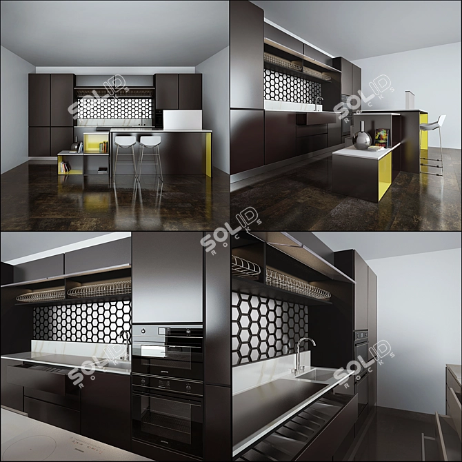 Modern Kitchen Furniture Set 3D model image 3