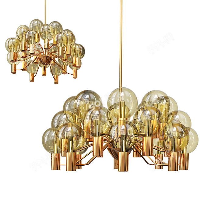 Vintage Nordic Brass Ceiling Lamp 3D model image 1