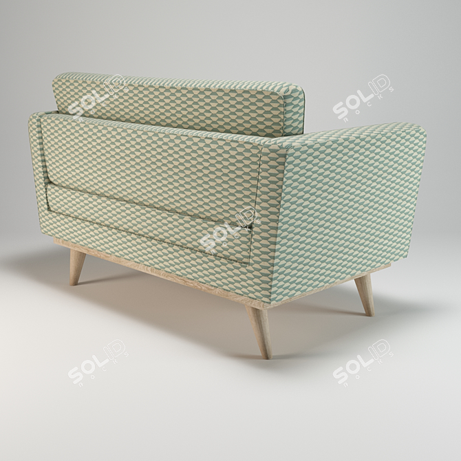 Elegant Red Bakou Celadon Sofa 3D model image 2