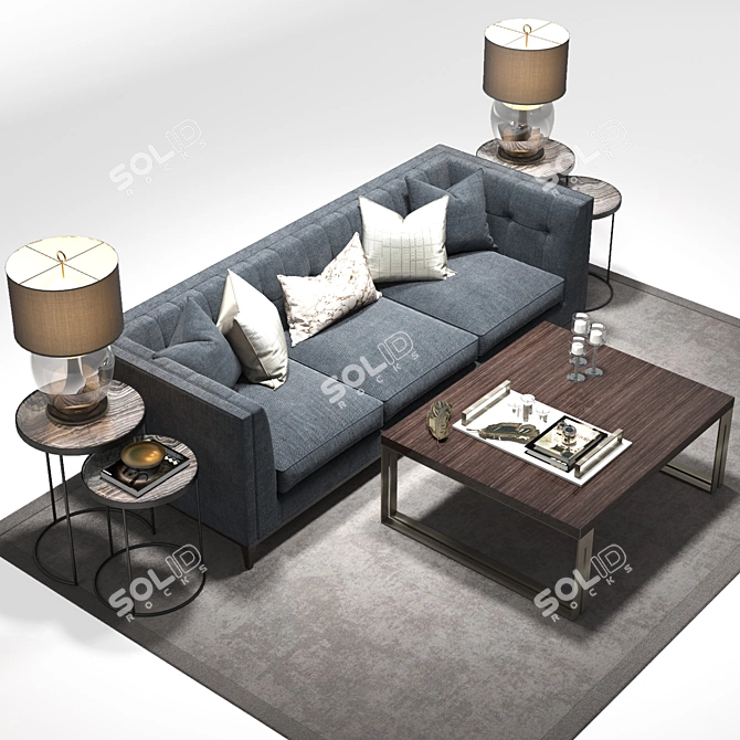 Sophisticate Collection: Alexander Sofa & Roman Table 3D model image 2