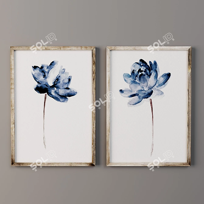 Modern Posters with Assorted Frames 3D model image 1