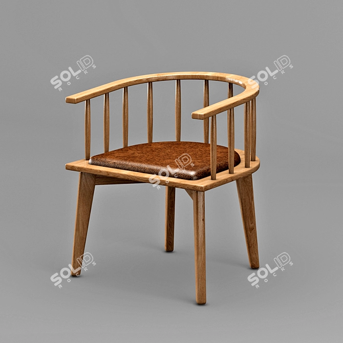 Elegant Slat Chair 3D model image 1