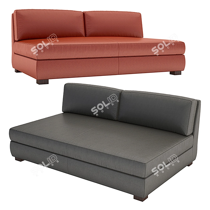 Modern Leather Armless Sofa 3D model image 1