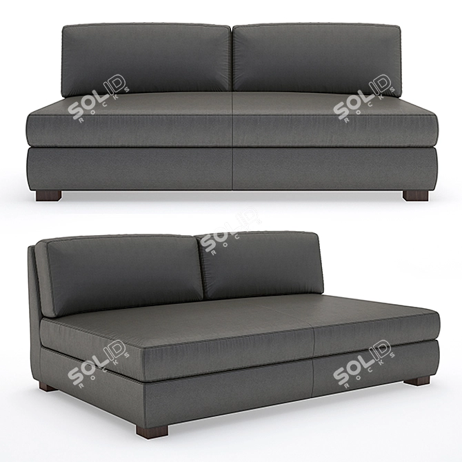 Modern Leather Armless Sofa 3D model image 2