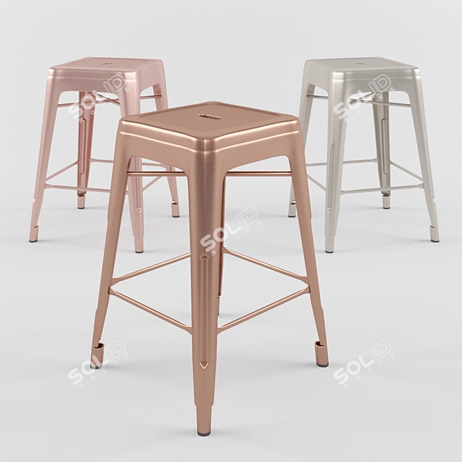 Modern Metallic Leo Barstool 3D model image 1