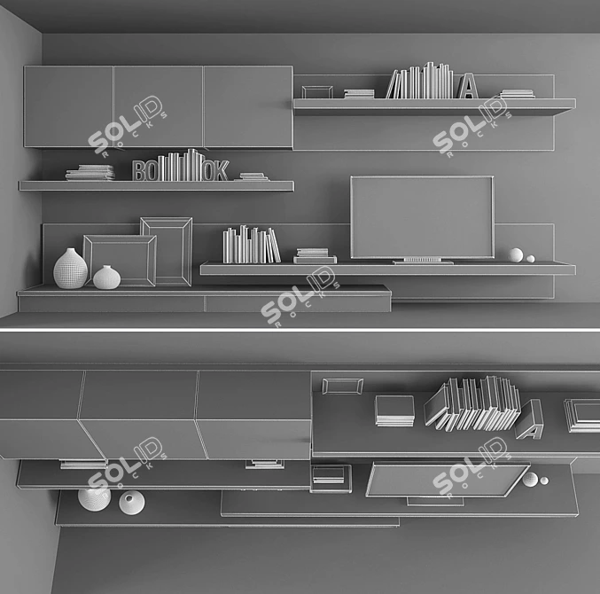 Modern TV Stand Set with Storage 3D model image 3