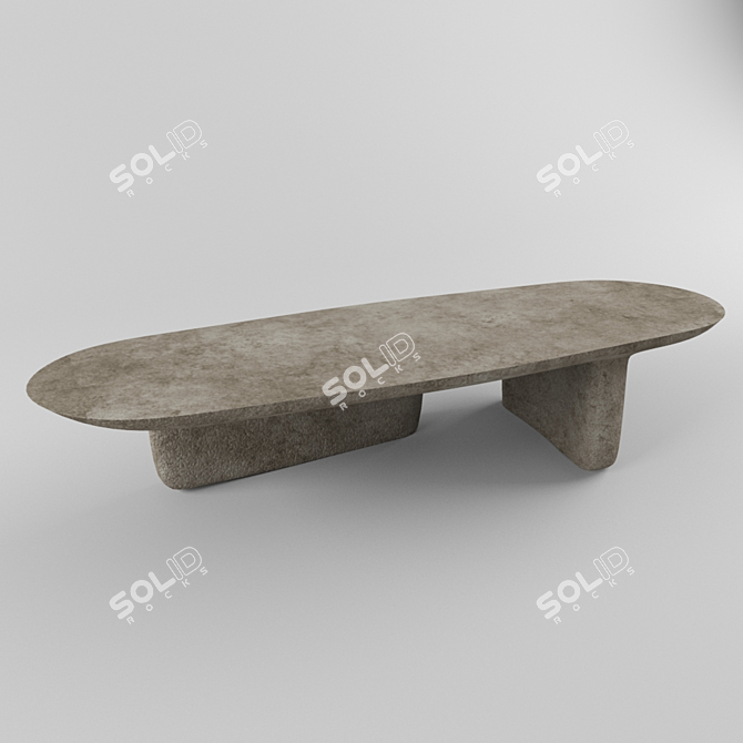 Rustic Stone Dining Table 3D model image 1